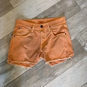Hudson Orange Cutoff Jean Shorts